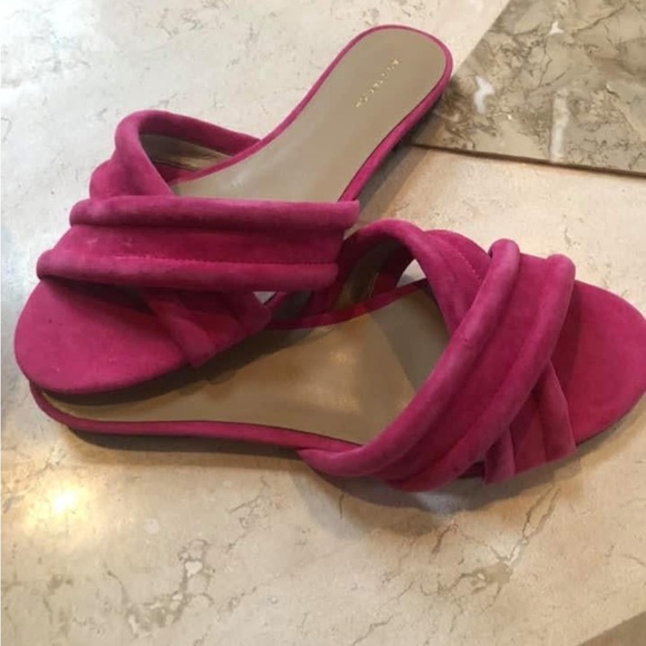 Ann Taylor NEW Hot Pink/Fuchsia Criss/Cross Suede Slide Flat Sandals Women’s 8M - Picture 10 of 10